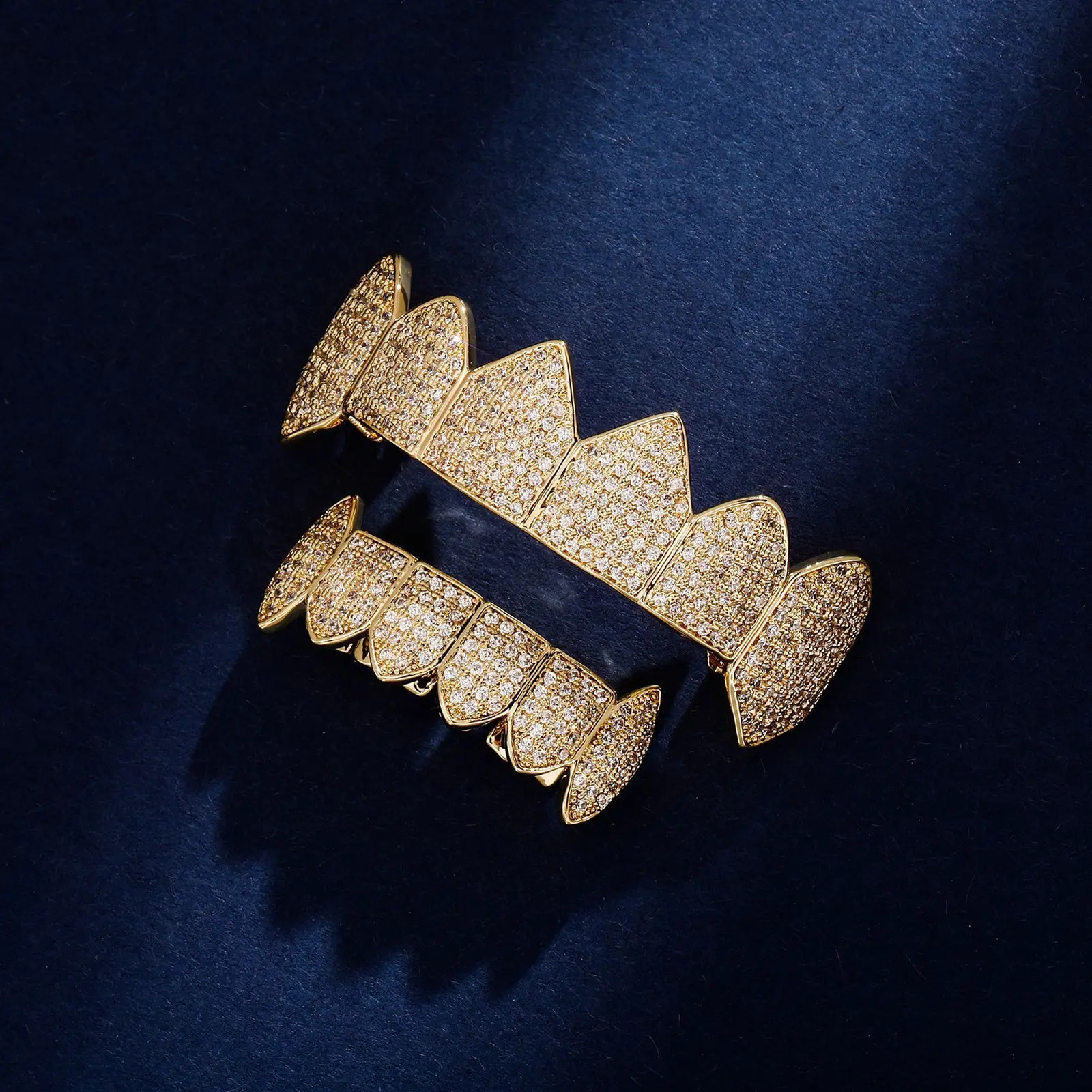 Feel Style Full CZ Teeth Set For Unisex Cubic Zirconia Stone Top Bottom Teeth Grills Box Packing Hip Hop Jewelry For Men 250220