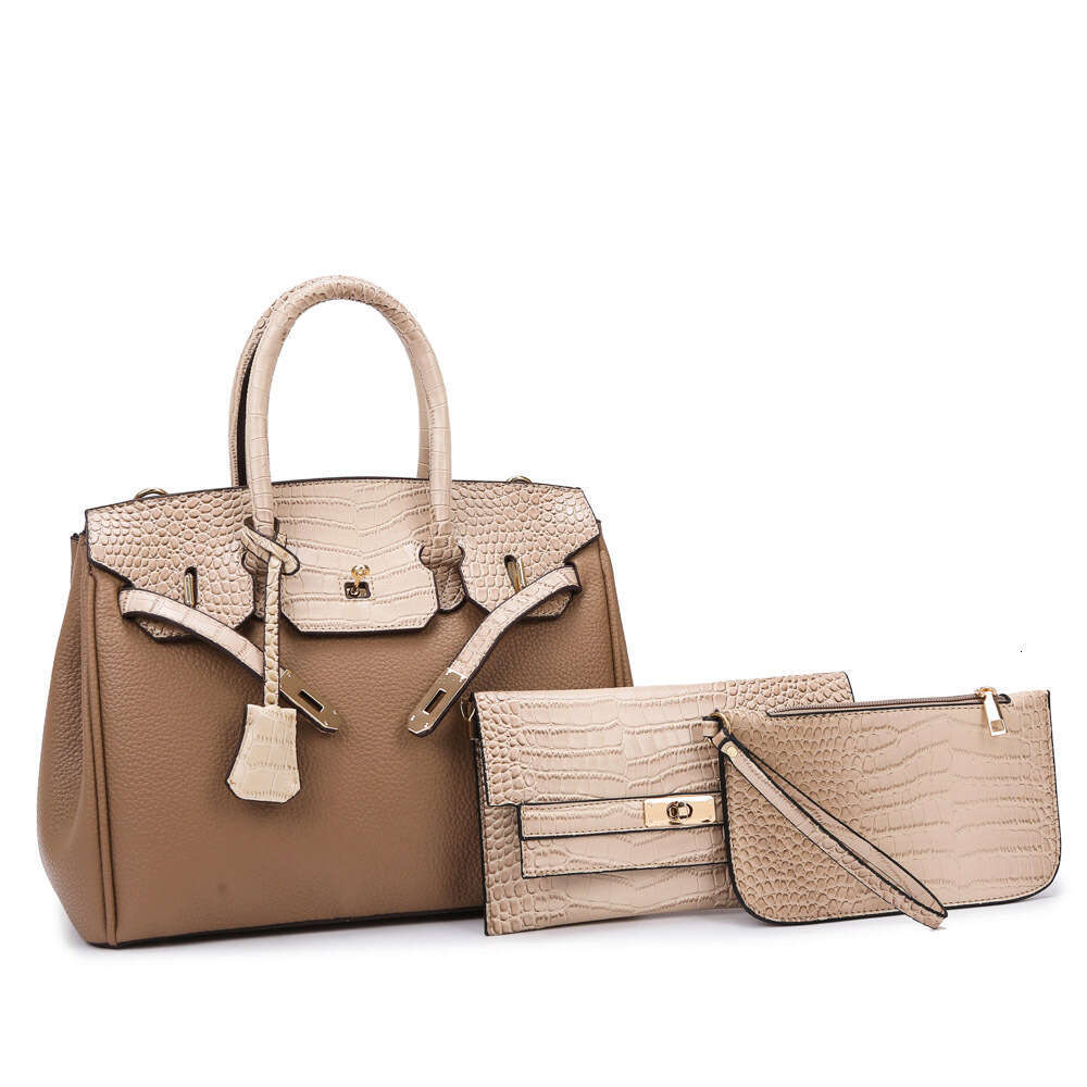 2024 New Commuter Fashion Mother and Child with Crocodile Pattern Splicing Handheld Single Shoulder Diagonal Cross Women's Bag 9018