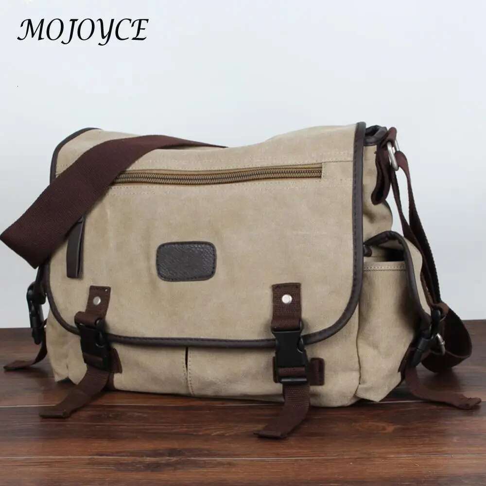 Vintage Crossbody Bags For Men Large Capacity Satchel Multi Pockets Messenger Handbags Adjustable Strap For School Work