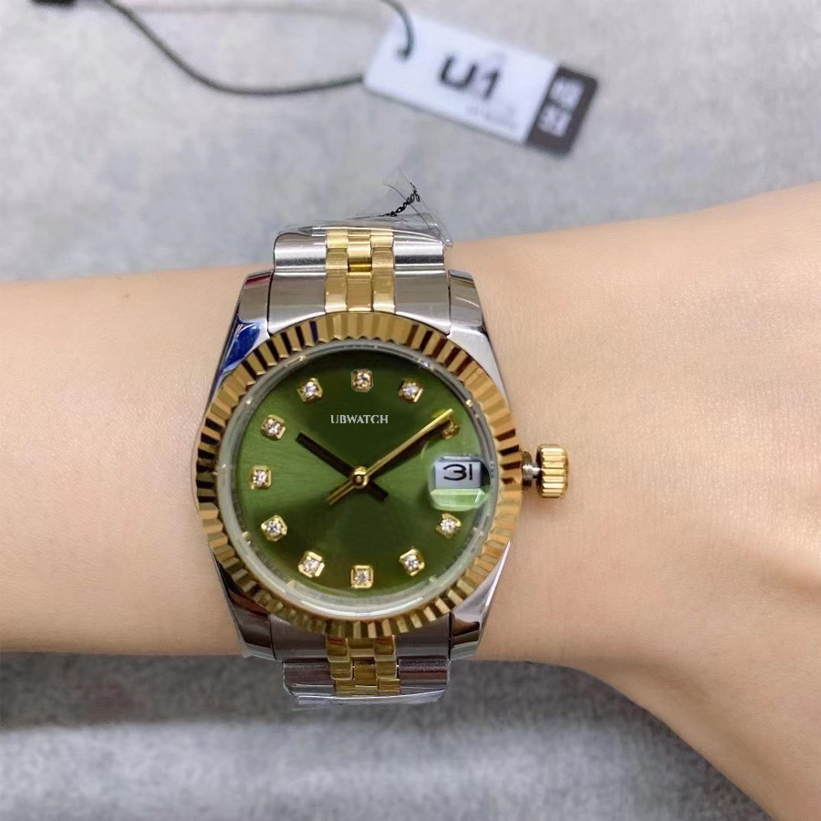 Olive Green Dial 31MM Two Tone Automatic Mechanical ST9 Various Watches Cyclops Date Window Ladies Wristwatches Specifically Designed For Women