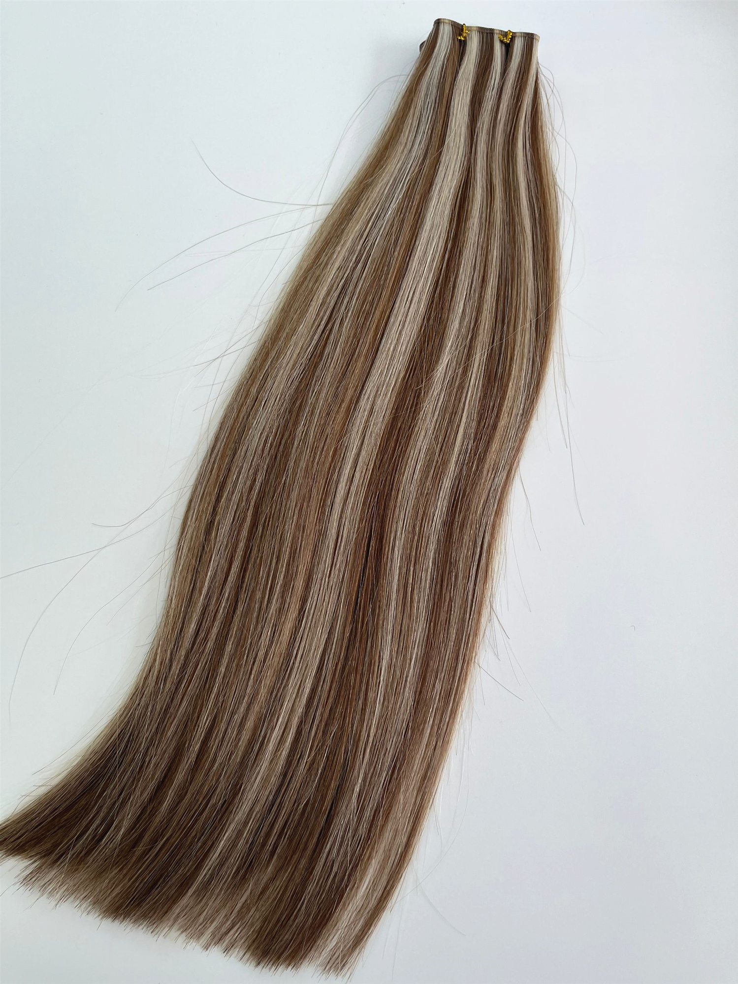 100% Russian Genius Weft Human Hair Extensions Highlights color Double Drawn Sew in Invisible Genius wefts Hair 100g 16inch ,Can last 12 months