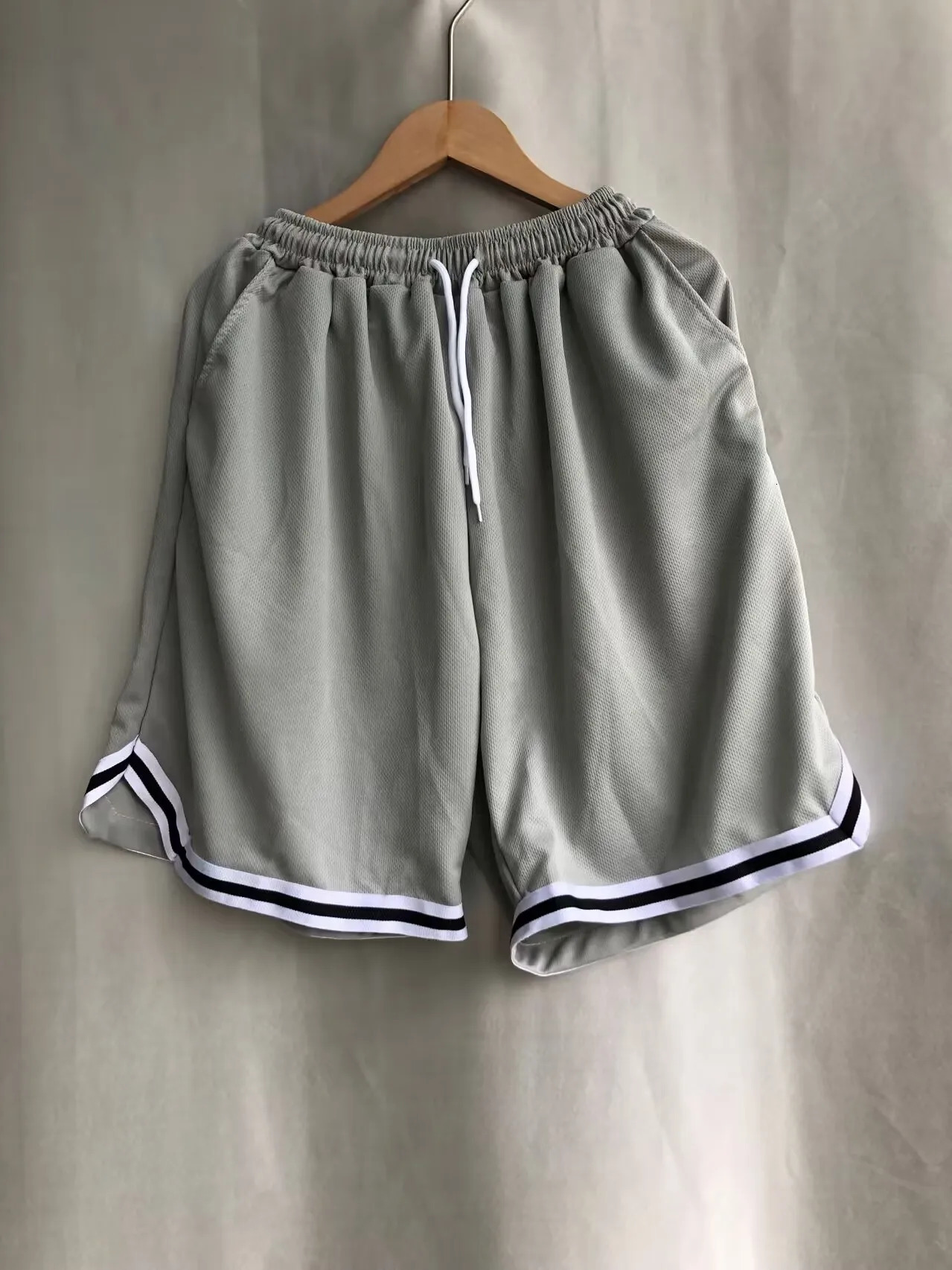 American Ice Slik Knee Length Striped Sports Pants Shorts Elastic Casual Board Cargo Basketball Men 250214