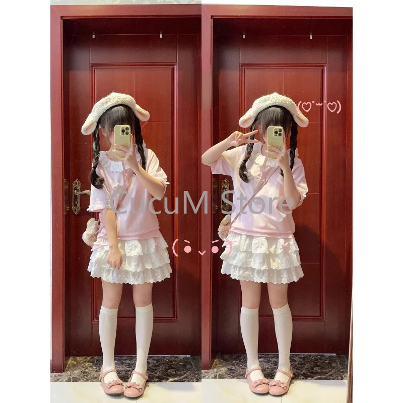 Sweet Cute Lace Cake Skirt Kawaii Lolita Japanese Mini Layered Ruffles Skirts Y2k Harajuku Casual Women Summer Skirts 250225