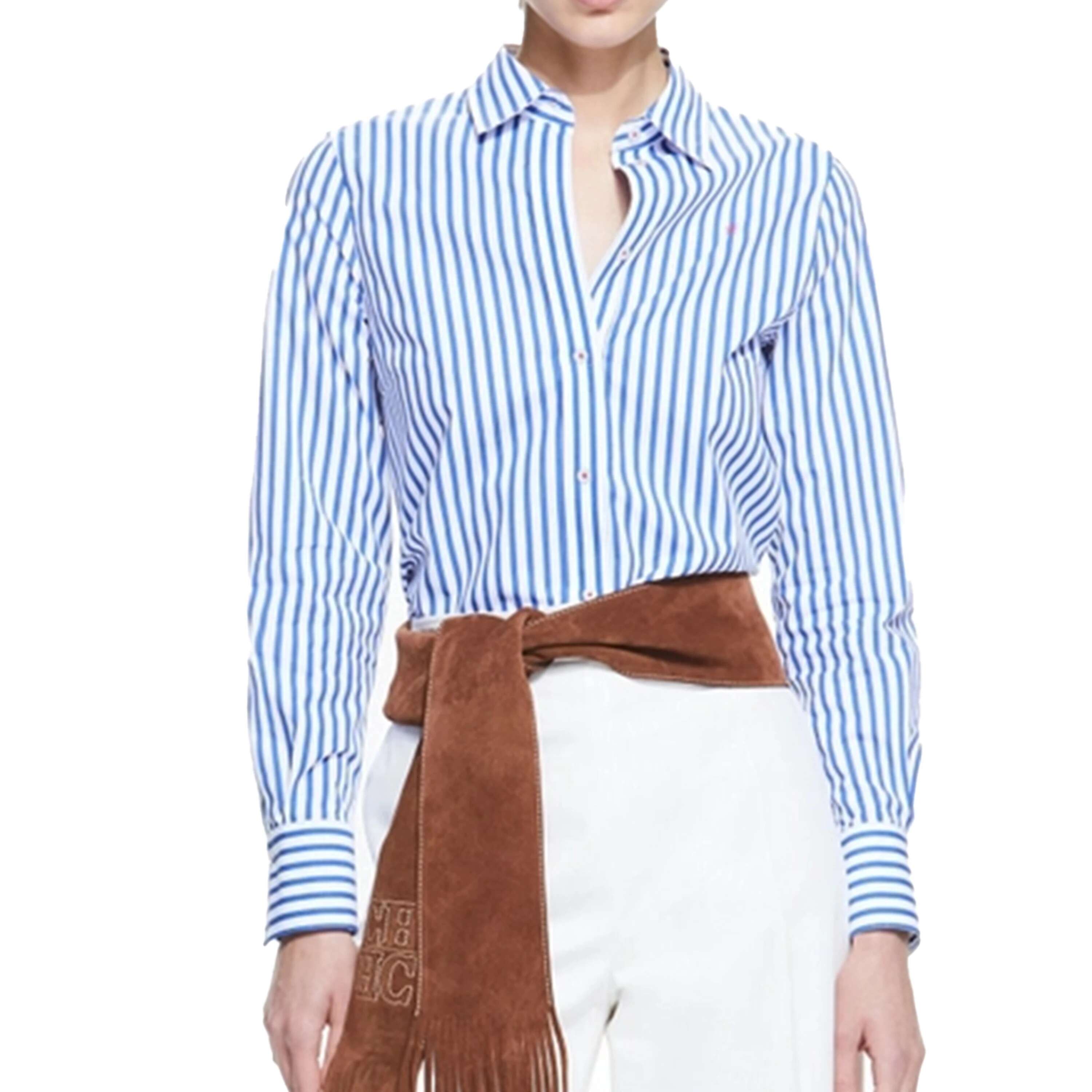 CHCH Brand New Women Slim Waist Design Blouse Vintage Embroidery Female Blouses 2024 Fashion Stripe Office Ladies Shirts