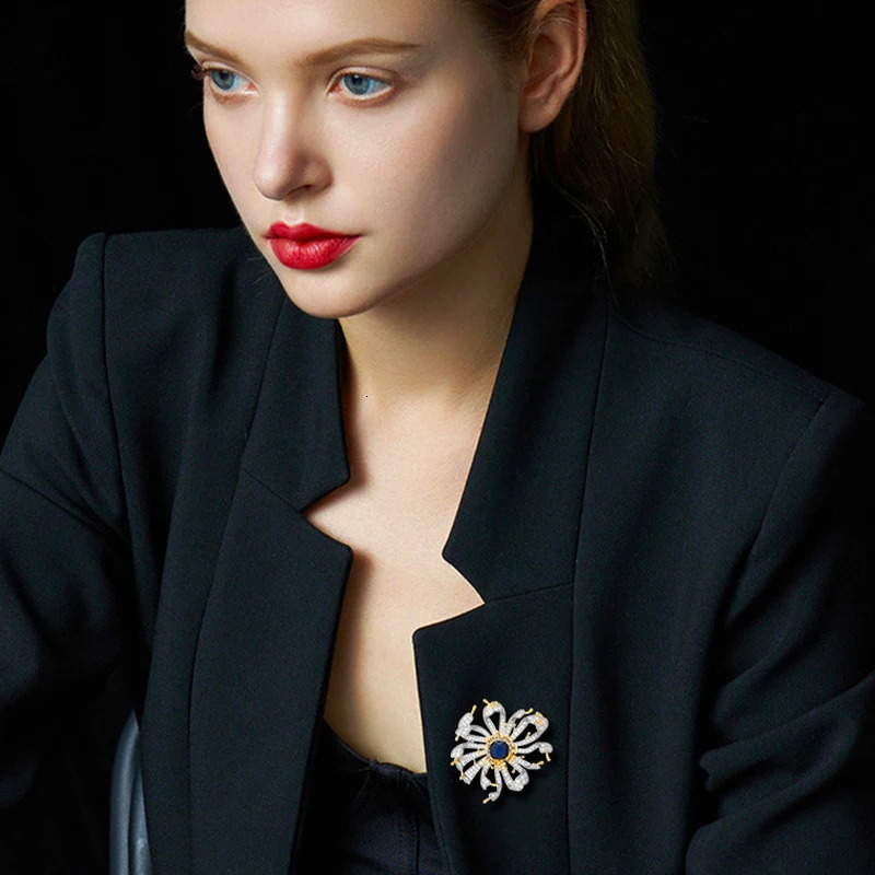 SUYU Womens Olive Chrysanthemum Pins Fashionable And Elegant Temperament Clothing Accessories Brooches 250225