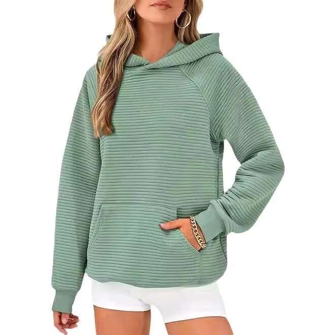 New Women's Fashion Striped Loose Long-Sleeved Hoodie Woman