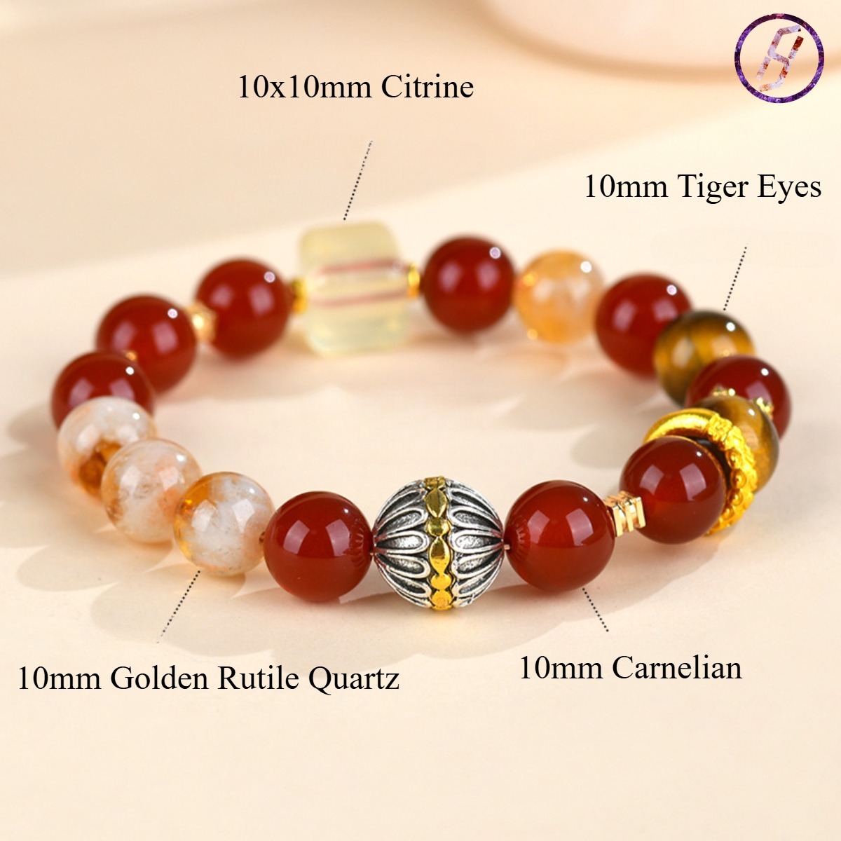 2025 New Network Hit Nezha 2 Series A Variety of Original Bracelets Natural Crystal Citrine Carnelian Tiger Eyes A Variety of Crystal Womens Bracelet 