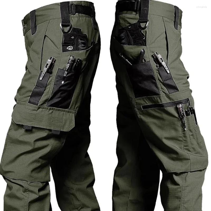 Mens Pants Outdoor Work Tactical Mens Waterproof Cargo Trousers Spring Multi-pocket Wear-Resistant Hiking Training Overalls