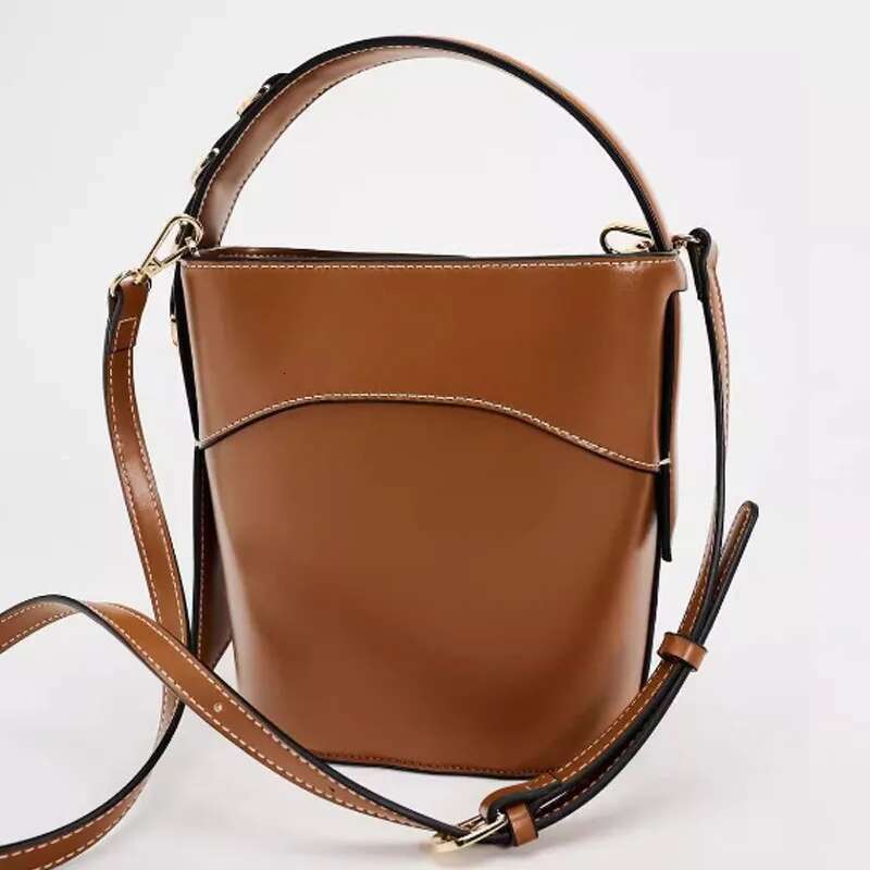New Brown Buckle Strap Shoulder bags designer handbags Fashion PU Leather Bucket Crossbody Bag