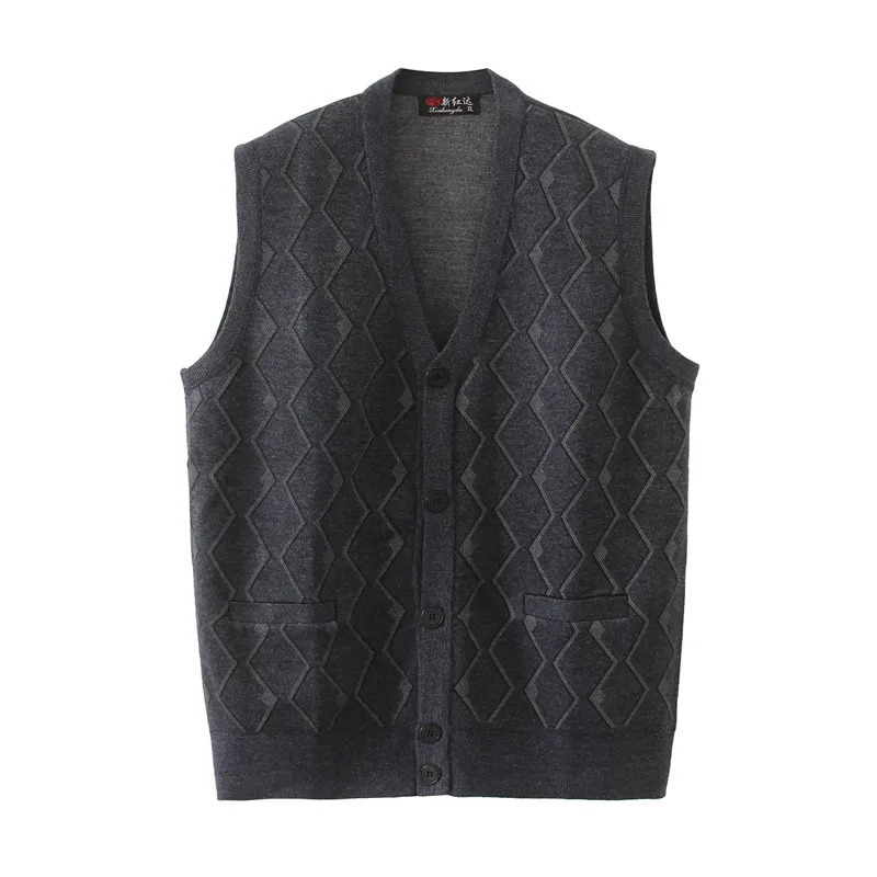 2024 Mens Vneck Cardigan Men Vest Sweater Sleeveless Button Knitted Jacket Solid Color Winter Warm Top C145 250225