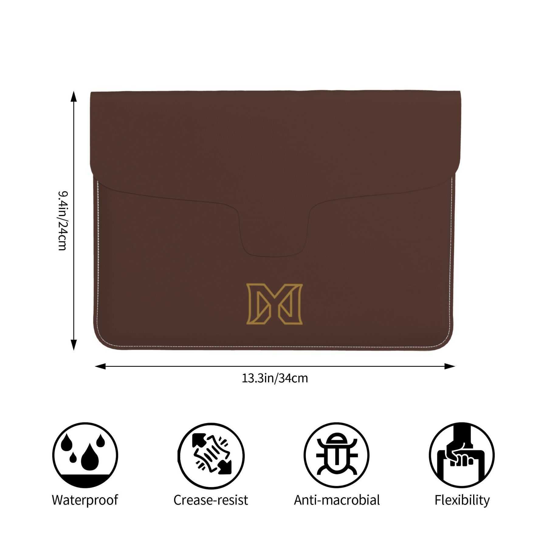 NXY Solid Color Leather Laptop Case Men Envelope Computer Bag Portable Ultra Thin PU Leather Notebook Cover Office Travel Business Organizer Bag Hip