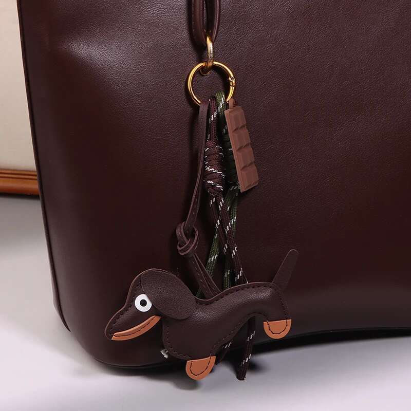 Braided Rope Keychain Women's High-end Leather Dahund Pendant For Mobile Phone Bag Accessories