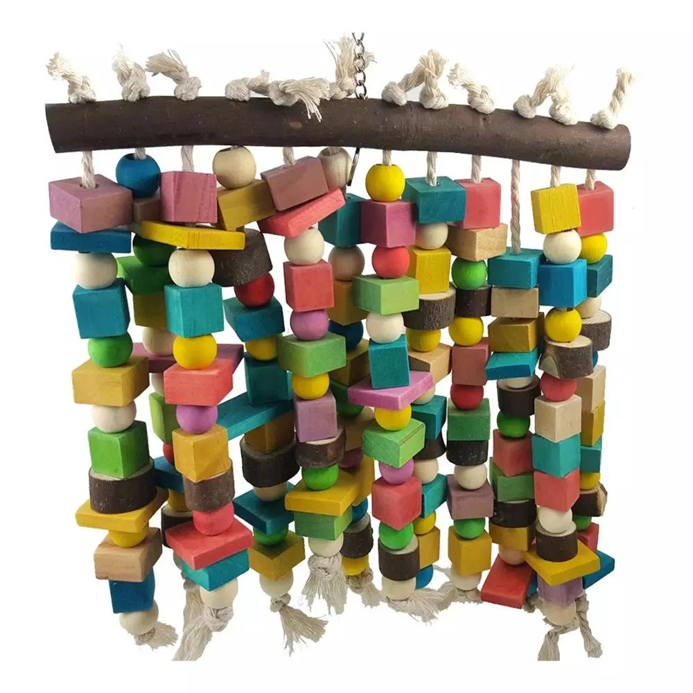 Wooden Bird Toys Large Bird Chewing Toy Parrot Birds Toys Accessories Big Parrot Cage Bite Toy for African Grey Macaws Cockatoos 250226