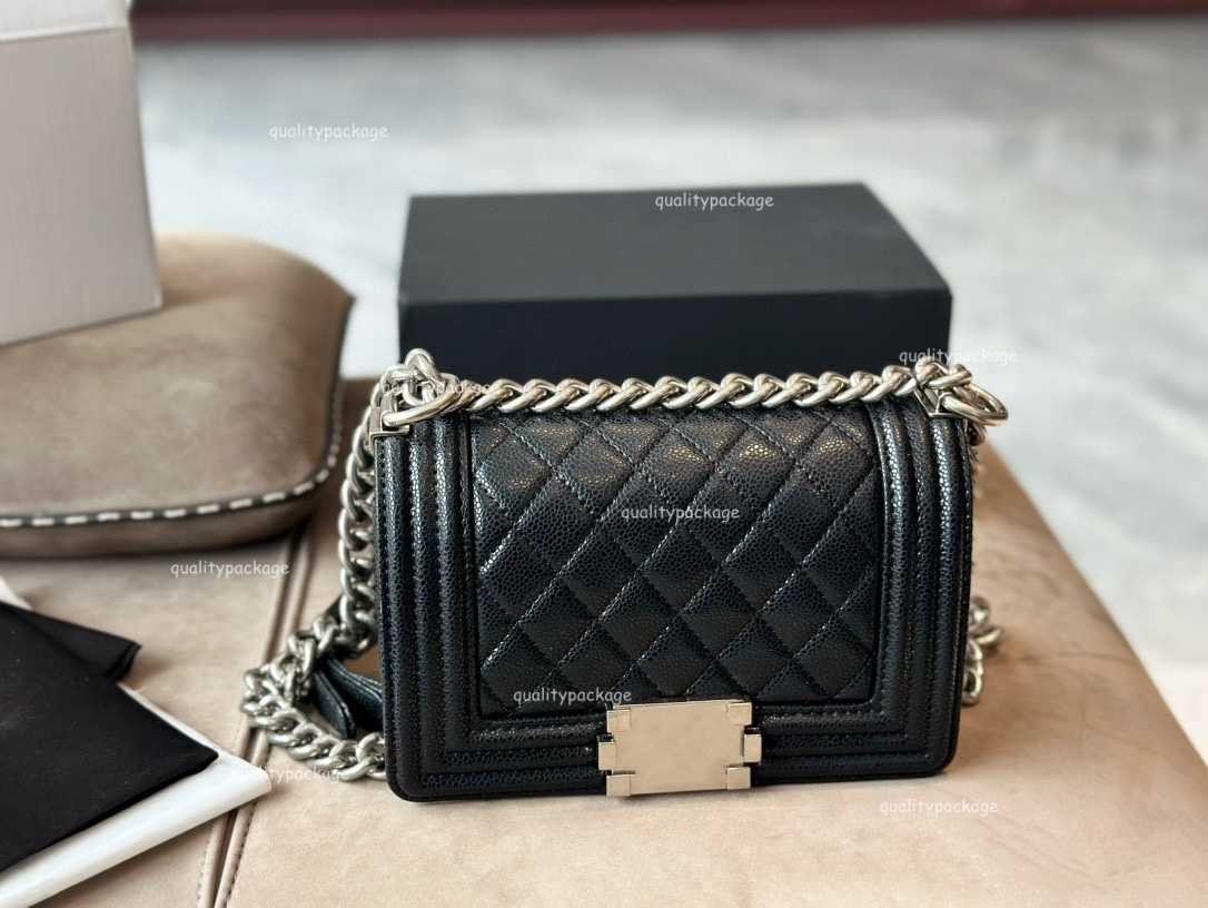 Designer Boy Flap Bag Shiny Multi Pearl Colors Pleated Leather Braided Chain Decoration Silver/Gold Metal Hardware Adjustable Strap Women Cross Body Handbag
