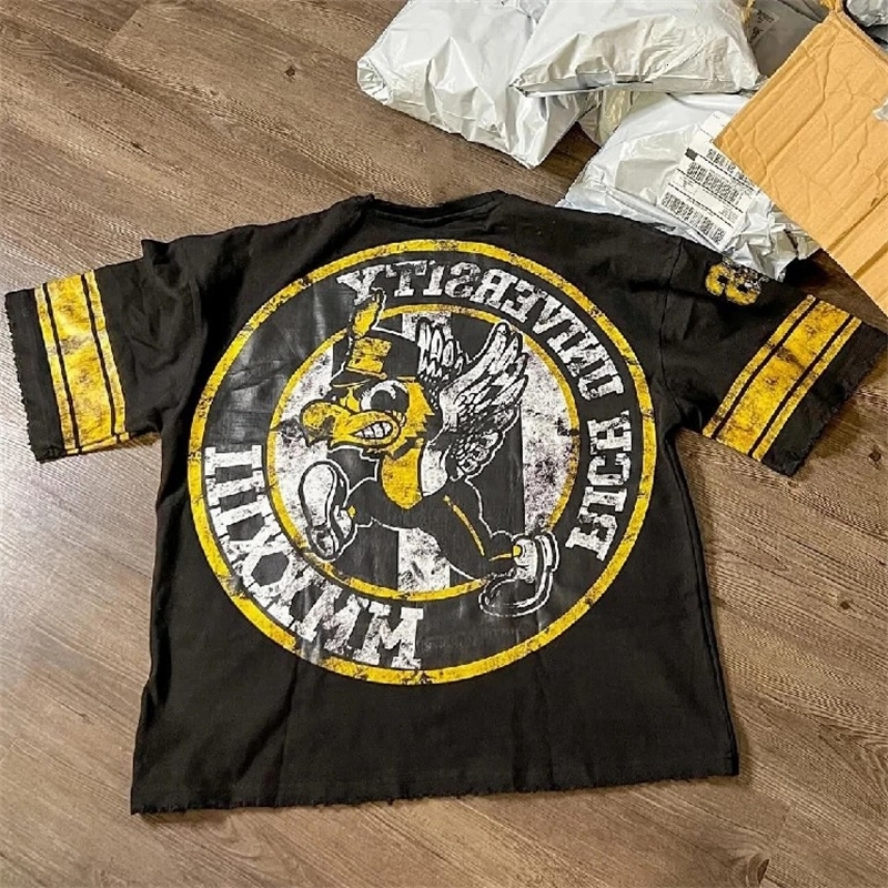 T Shirt Y2K Tops Hip Hop Cartoon Letter Graphic Print Oversized Tshirt Men Women Gothic Round Neck Cotton Short Sleeve Clothing 250210