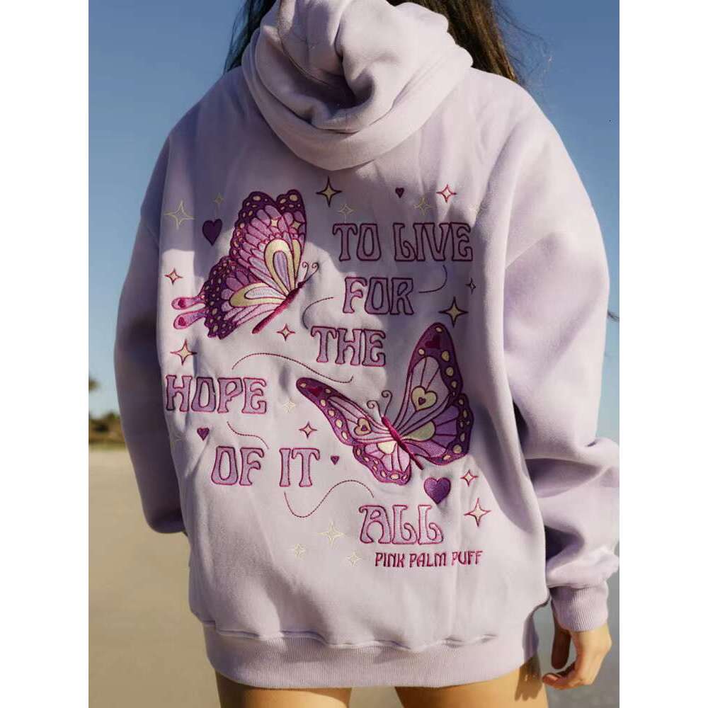 Light Purple Gray Pink To Live The Hope Of It All Printed Polyester Casual Long Sleeve Graphic Hoodie For Women