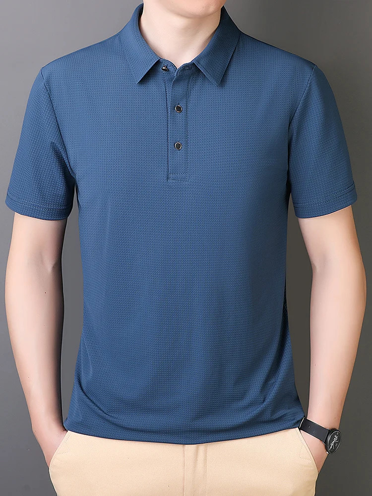 9xl 8xl 7xl Summer High Quality Mesh Ice Silk Short-Sleeved T-Shirt Mens Polo Shirt Collar Solid Color Quick Dry Big Size Polos 250222