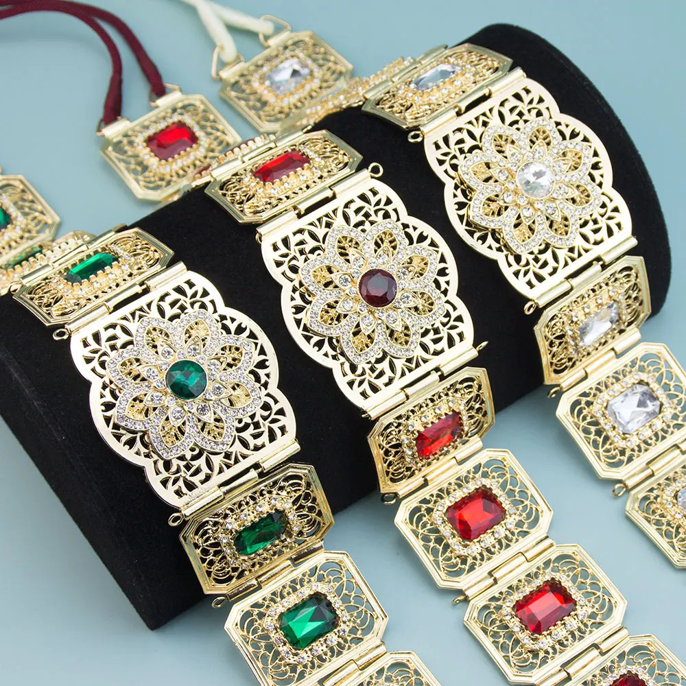 Poyasa Arabic Women Dress Belt Moroccan Caftan Belt Gold Color Metal Wait Chain Adjustable Length For Women Party 250225