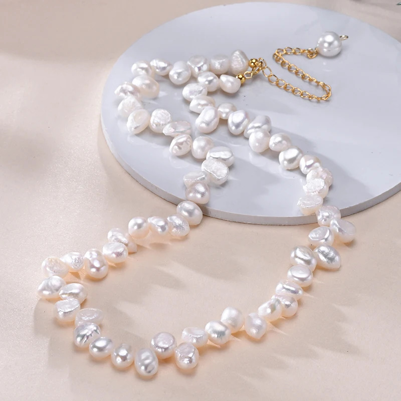 Natural Freshwater Pearls 6-7mm Irregular Interlaced Pearl Necklace S925 Sterling Silver Chain Fashion Jewelry Gifts for Women 250222