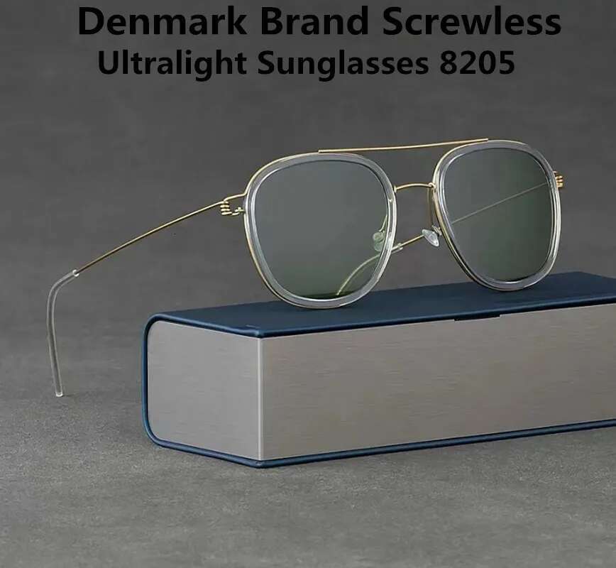 Denmark Brand Sunglasses 8205 Men Double Beam Retro Square Frames Titanium Screwless Sun Glasses Prescription Optical Eyeglasses