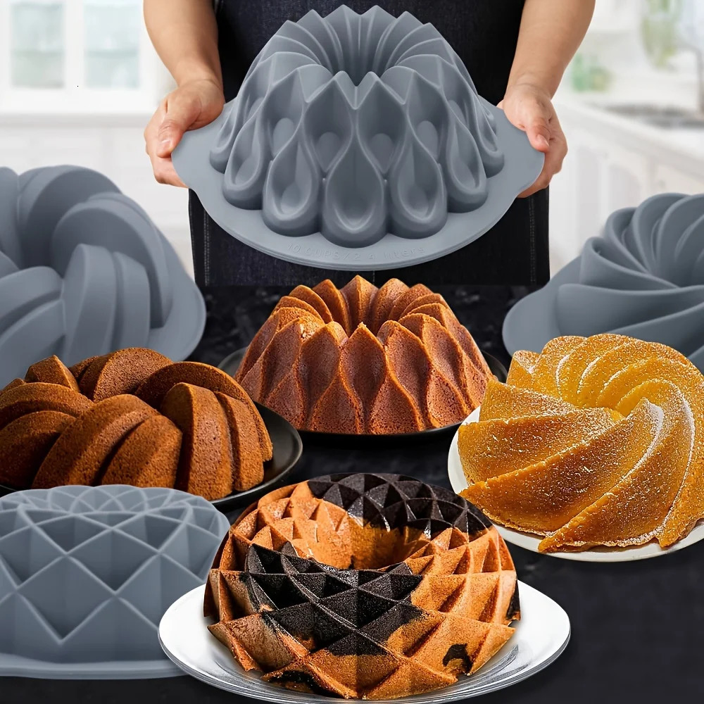 Silicone Bakeware Set Versatile Cake Molds Non-Stick Flower Assorted Shapes Baking Pans Bundt Muffins Chocolates Moulds 250226
