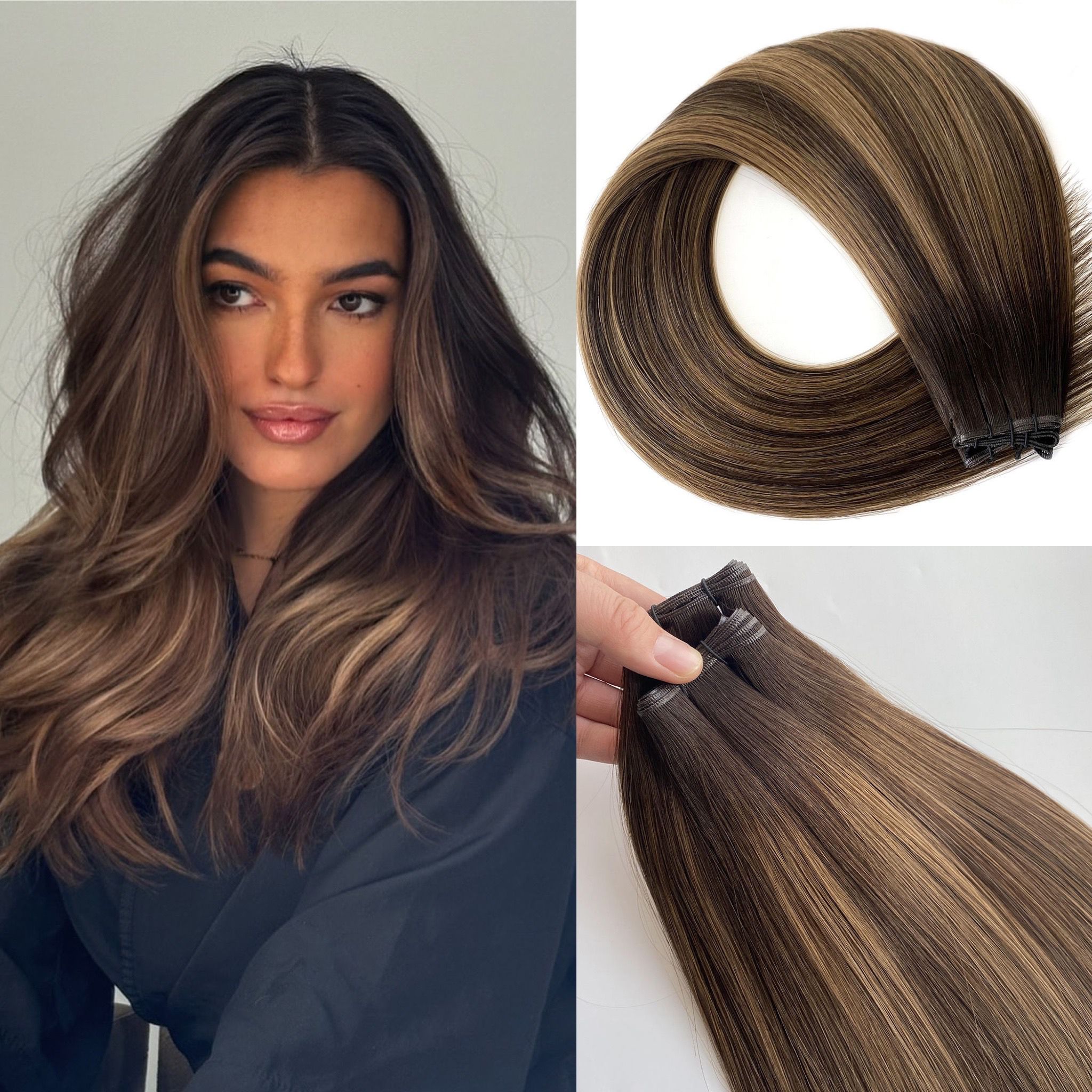 Top Quality Genius Weft European Human Hair Balayage color Invisible Mini Weft in Hair Extensions 100g