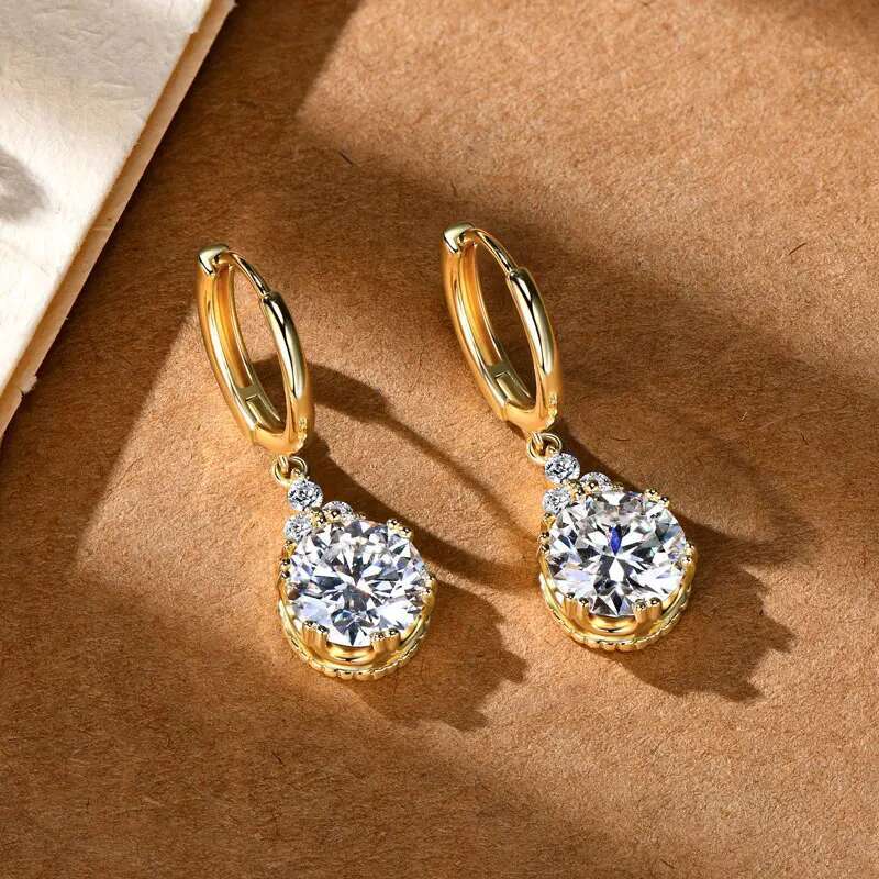 Lnngy Brilliant 6.5mm-8mm Moissanite Dangle Earrings For Women Sterg Sier Drop Earring Wedding Engagement Party Jewelry