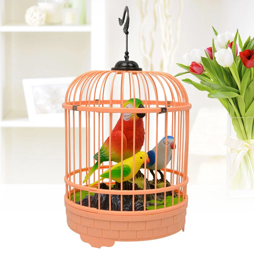 Childrens Toys Chirping Bird Cage Voice Control Kids Birdcage Induction Inductive 250226