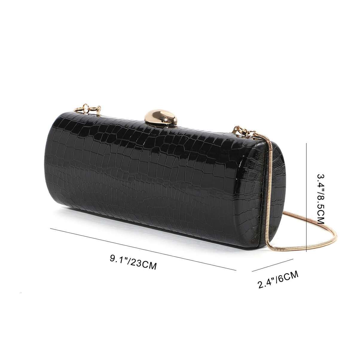 Summer New Retro Fashion Long Box Handbag Women's Brown Crocodile Pattern Wallet Casual Gold Metal Chain Handbag Designer Dinner Crossbody Bag