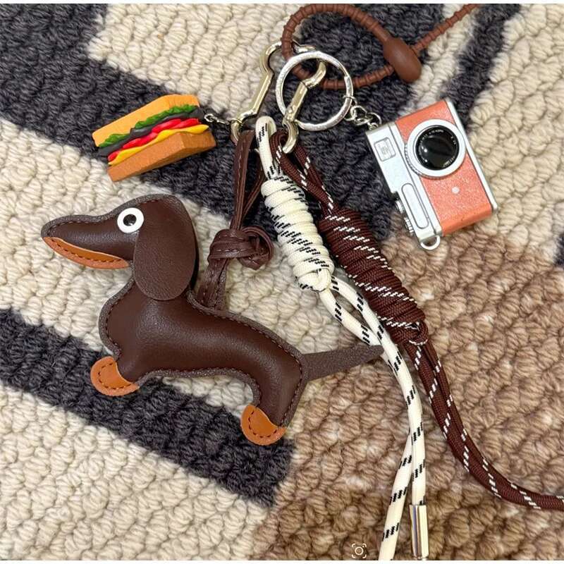 Charm Dahund Weaving Rope Sausage Dog Camerchain Diy Pendant Decoration Bag Parts & Accessories Couple Gifts