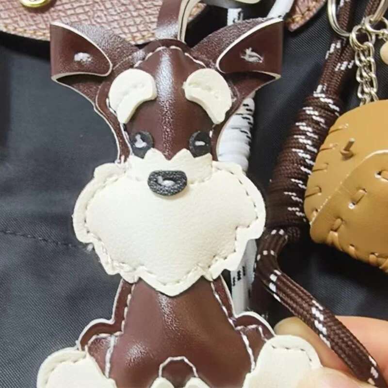 Cute Dog Hanging Schnauzer Handmade Braided Rope Keychain Niche Bag Pendant Gift Car Key Mobile Phone Decorative Accessories