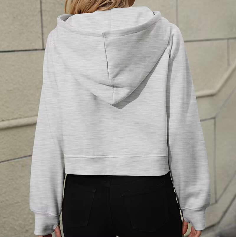 Women's 65% Rayon 35% Polyester Zipped Copped Hoodie