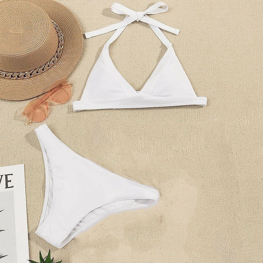 designer Sexy swimwear New Nylon Lycra Women's White Splicing Bikini Set Swimsuit