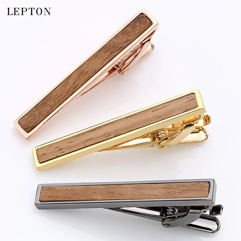 High quality Tie Bar Wood For Mens Tie clips High-grade hedgehog sandalwood Mens Business Wedding Tie Clip Cuff links 250225