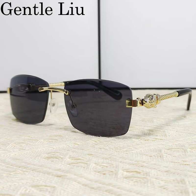 Small Rectangle Rimless Sunglasses Men 2025 Brand Frameless Metal Frame Sun Glasses For Male Classic Vintage Eyewear