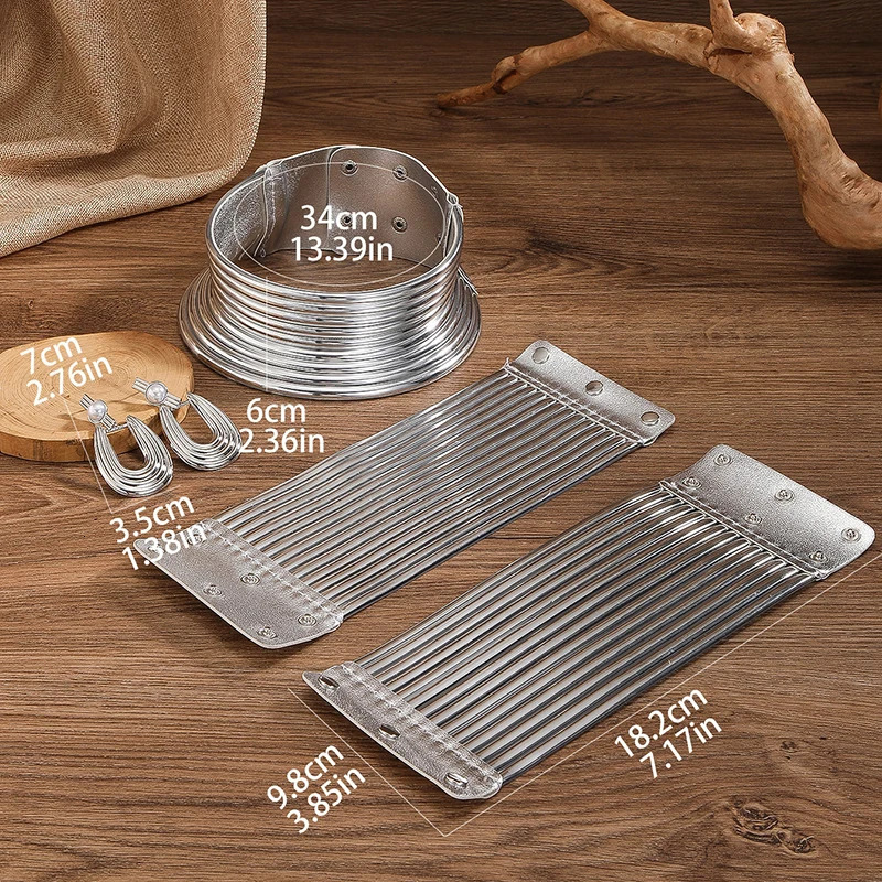 5pcs/set Vintage Leather African Jewelry Set Choker Necklace Bracelet Earrings Set For Women Collar Necklace Set Jewelry Gifts 250221