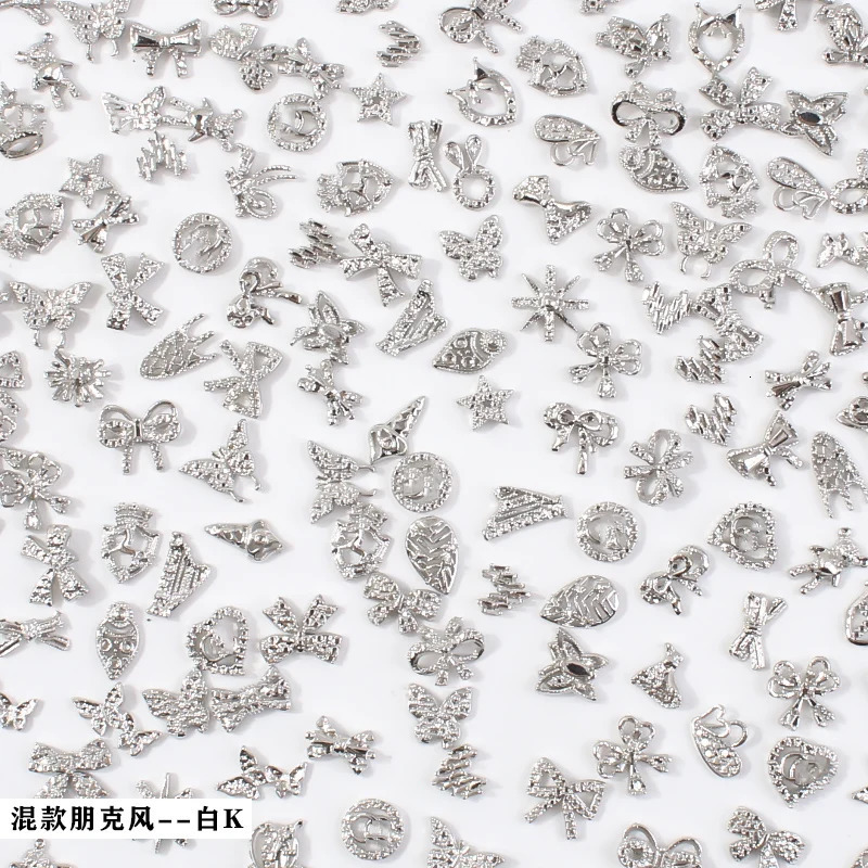 5060Pcslot 3D Butterfly Alloy Nail Charms Bowknot n Jewelry Gold Silver Hollow Art Decoration Accessory Bulk 250217