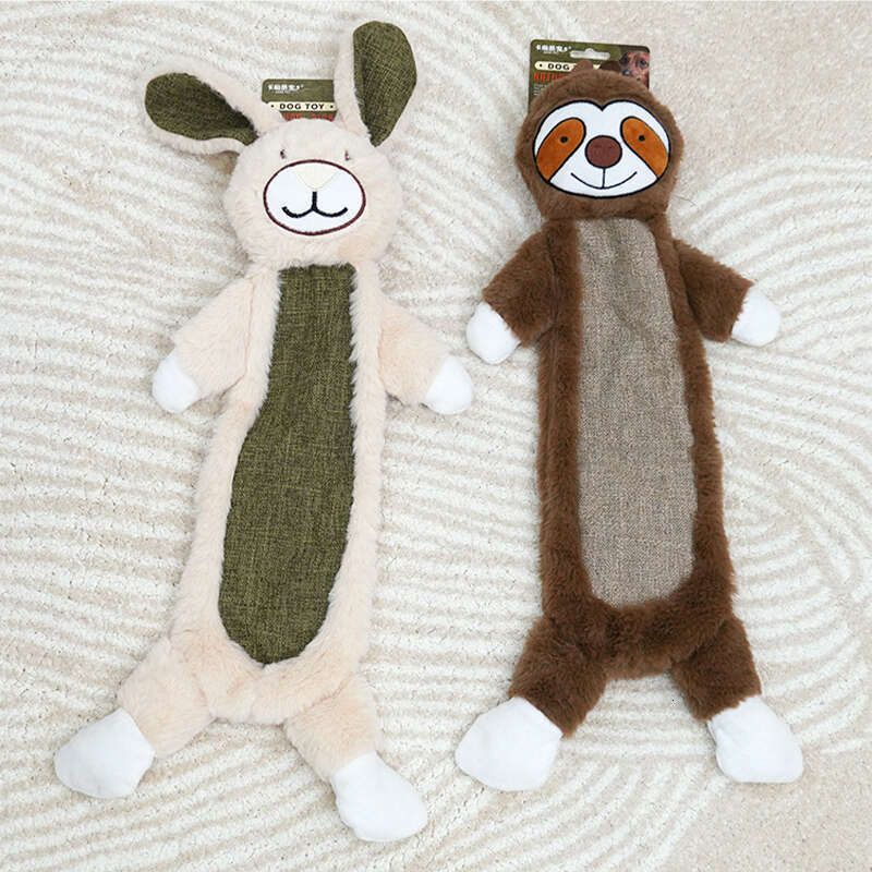 DHpet Squeaky Chew Toys for Dogs - Made of Rabbit Fur & Linen, Durable & Non - Toxic, Ideal for Medium to Large Breeds, Available in Sloth, Rabbit & B