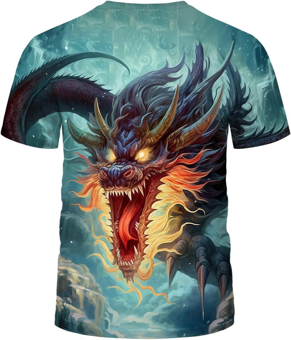 Mens T shirt Mythology Chinese Dragon T-Shirt Funny Anime Graphic Tee Shirt tee Casual tops summer clothes