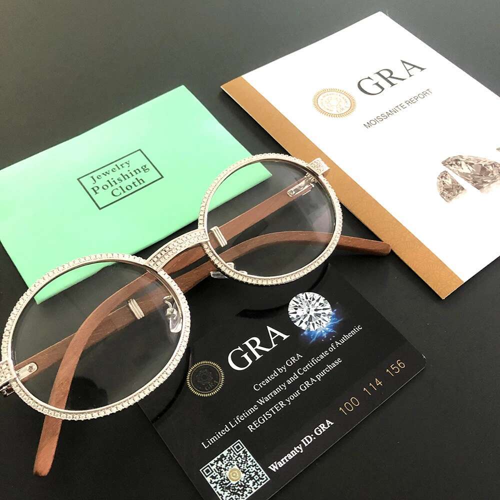 New Moissanite S Sier Wood Body Real Dia Glasses For Women Men urious Jewelry Pass Tester With GRA Free Ship