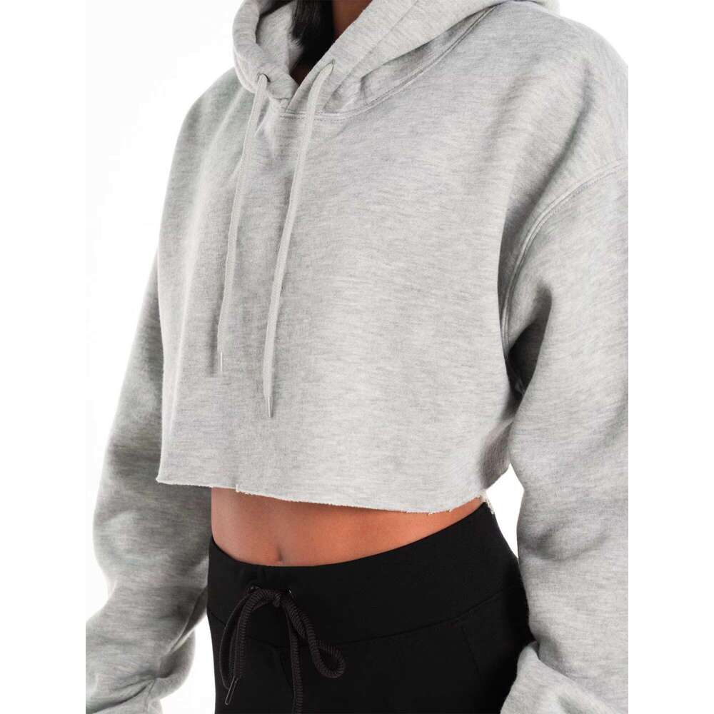 Women's Casual Oversize Long Sleeve Pullover Hoodie Light Knitted Sweatshirt Embroidered Heat-Transfer Short Crop Top Wholesale