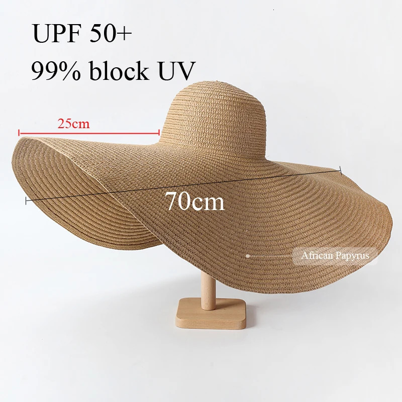 Lady Oversized 70cm Beach Hats Large Wide Brim Summer Uv Protection Sun Hat for Women Foldable Straw Wedding Hat 250218