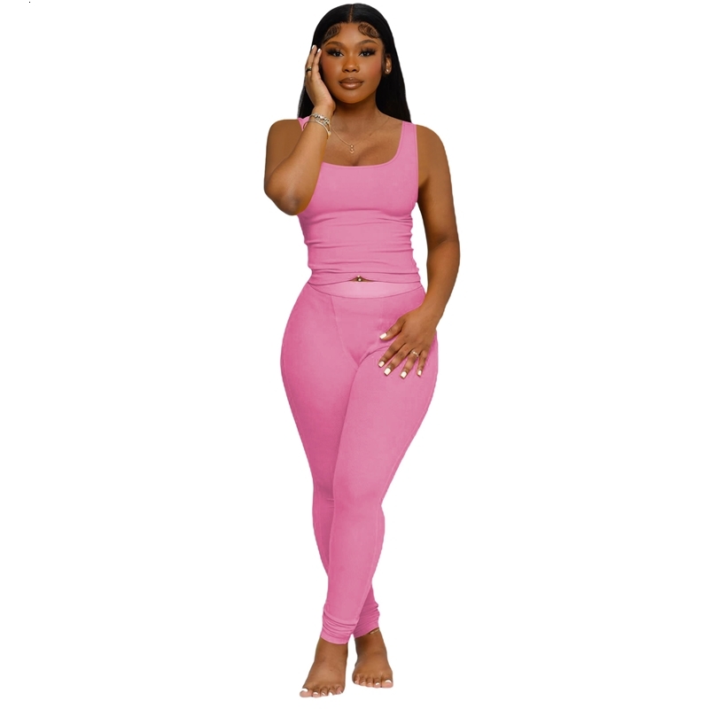 Tracksuits For Women 2 Piece Set - Sleeveless Tank Top Pants Solid Color Sportswear Womens Tracksuits Fashion Available in 5 Colors