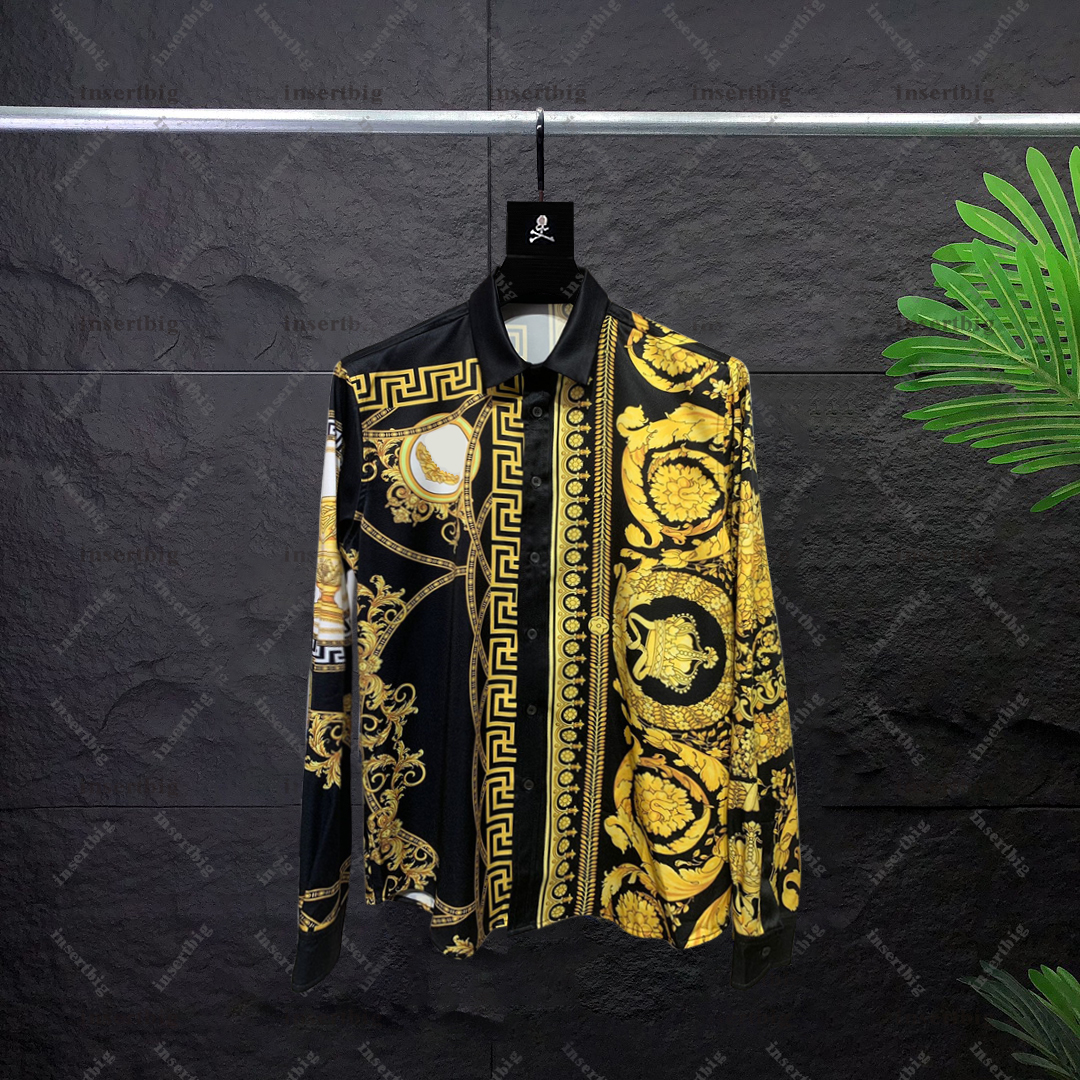 New Luxury Designer Shirt Mens Dress Shirt Slim Fit Long Sleeved Shirt Fashion Brand Print Designer Button Up Shirt Yyl