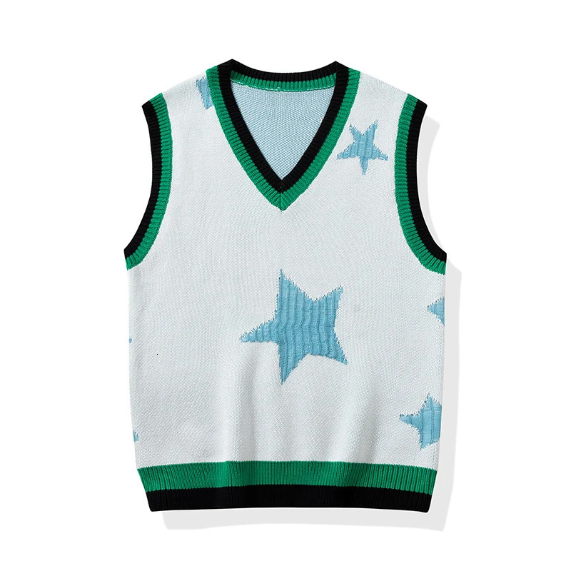 A Mesh Vest Sleeveless Sweaters Men Autumn Streetwear Knitted Hip Hop Pullover Vests Top Harajuku Couple 250225