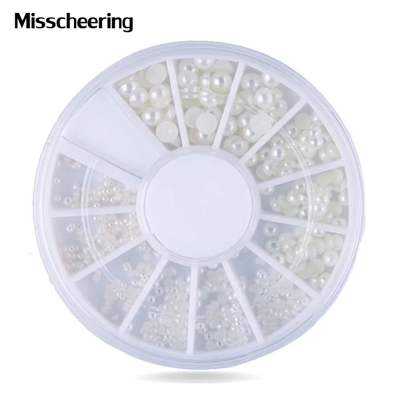 Mix Sizes White Nail Art Tips Half Pearls 3d Beads Decoration DIY Beauty Salon Manicure Supply 250217