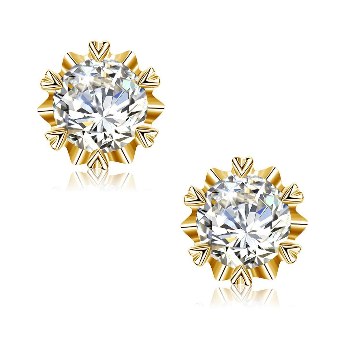 With Certificate D Color 6.5mm 1CT Moissanite Earrings For Woman Yellow Gold Top Quality Pass Dia Test Wedding jewellery Hot