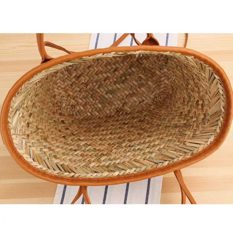 Women Handbags Handmade Rattan Basket Bag Designer Wicker Woven Wen Summer Beach Str Shoder Crossbody Bags Tote Purse Y250225