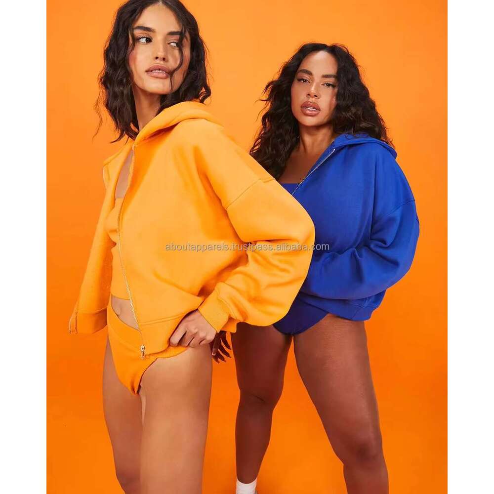 New Fashion Custom Solid Color Heavyweight Hoodie High Quality Oversized Drop Shoulder Casual Solid Knitted Hoodies For Woman