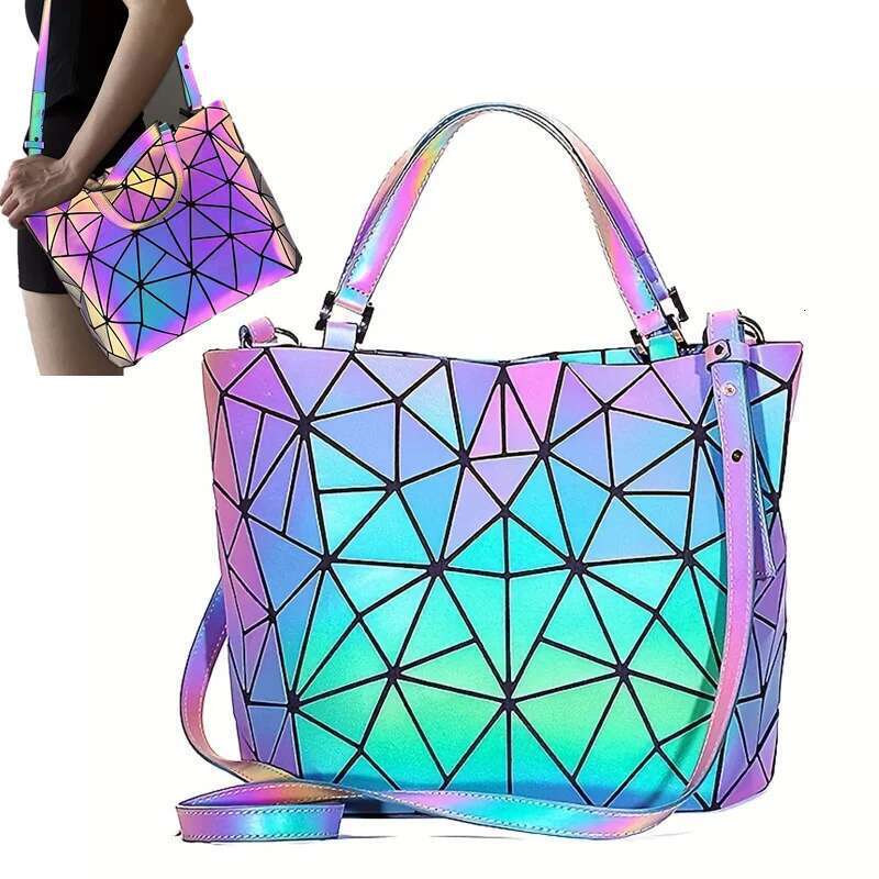 Large Capacity tote Dia Luminous Shoulder Bag Fashion Dazzg Bucket bag Women's fold Deformation Office briefcase